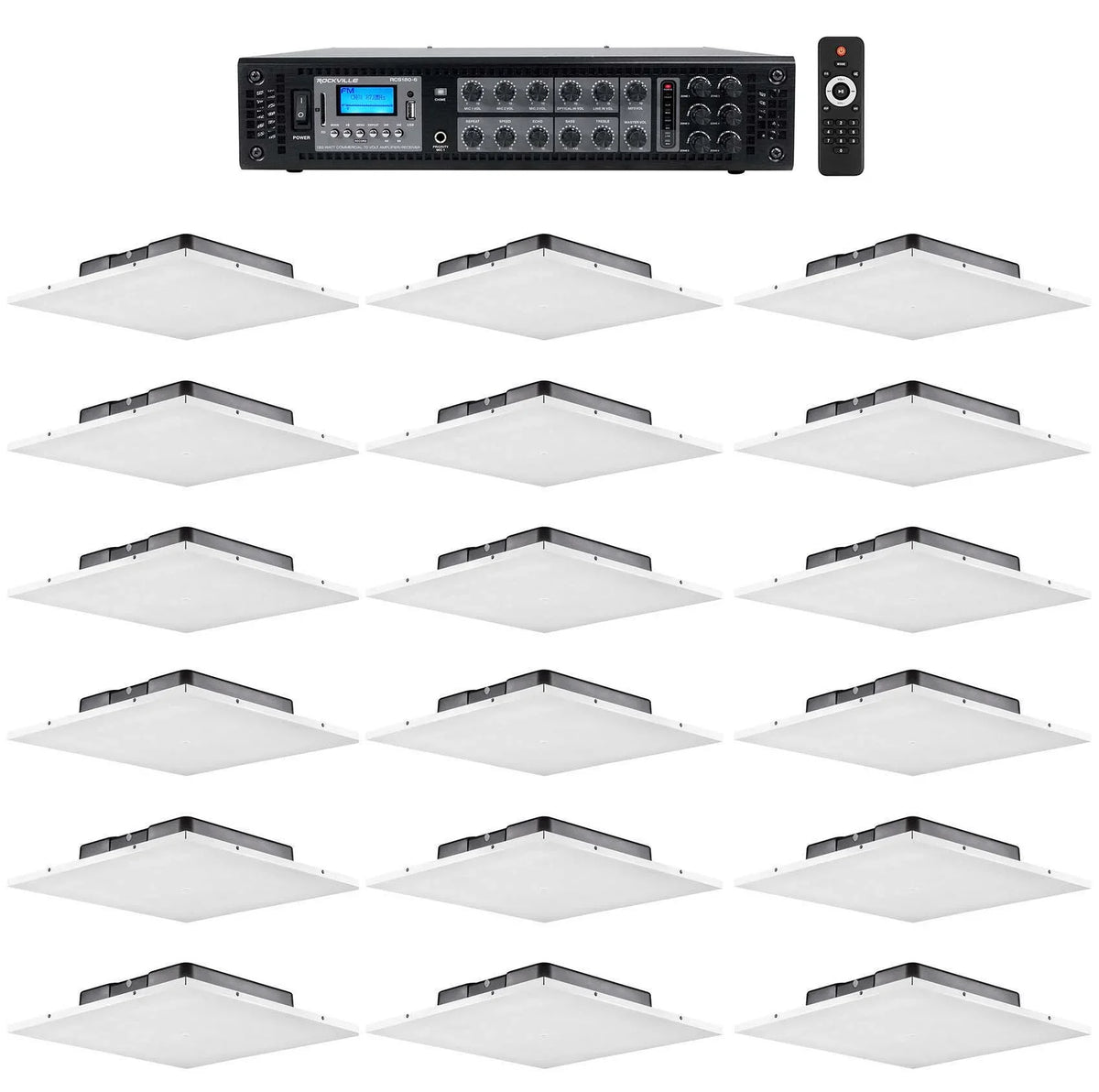 drop Audio Ceiling Amp JBL Tile w/(18) Speakers+6-Zone Office/Restaurant Package