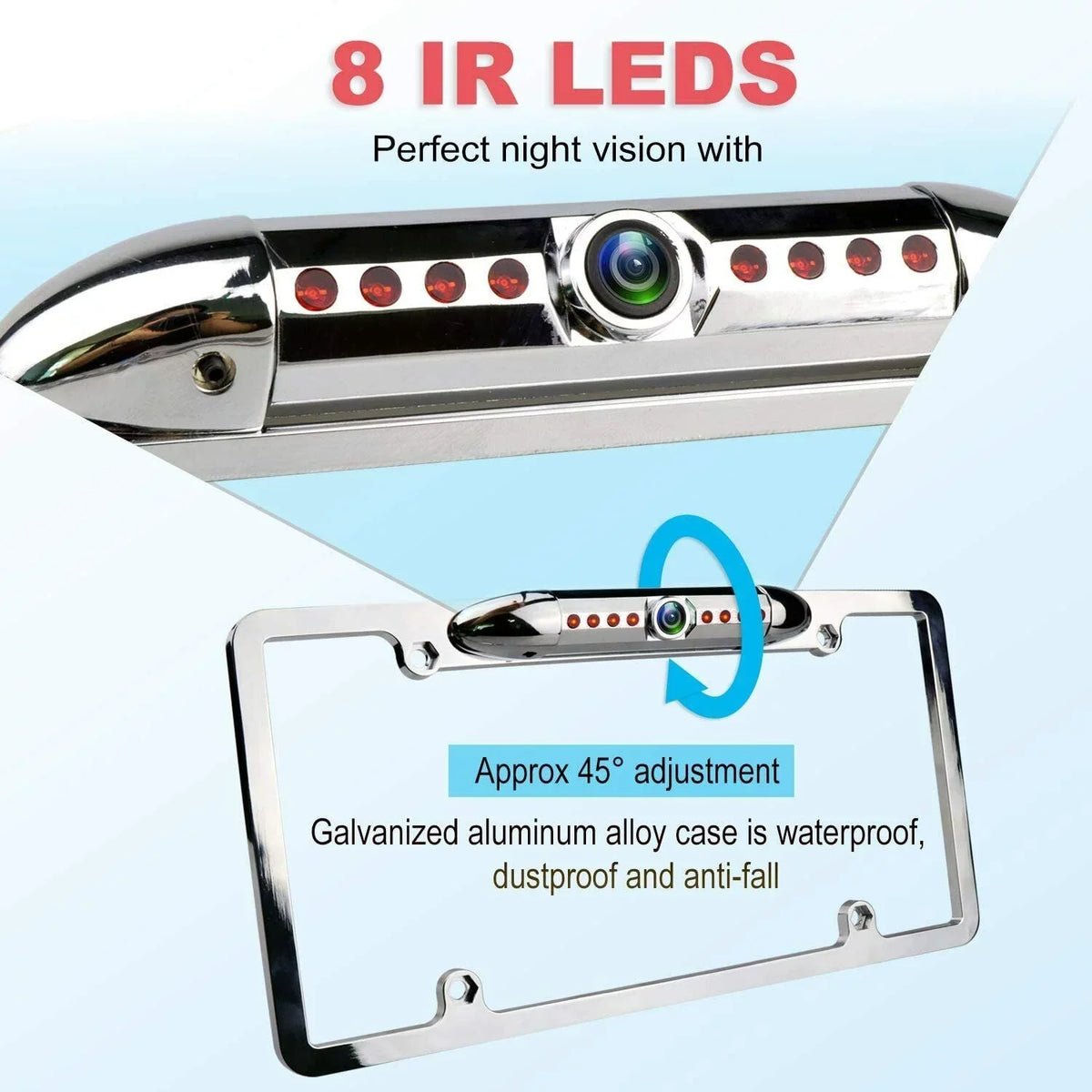 Angle Chrome HD Viewing Camera License Wide Universal Slim with Plate