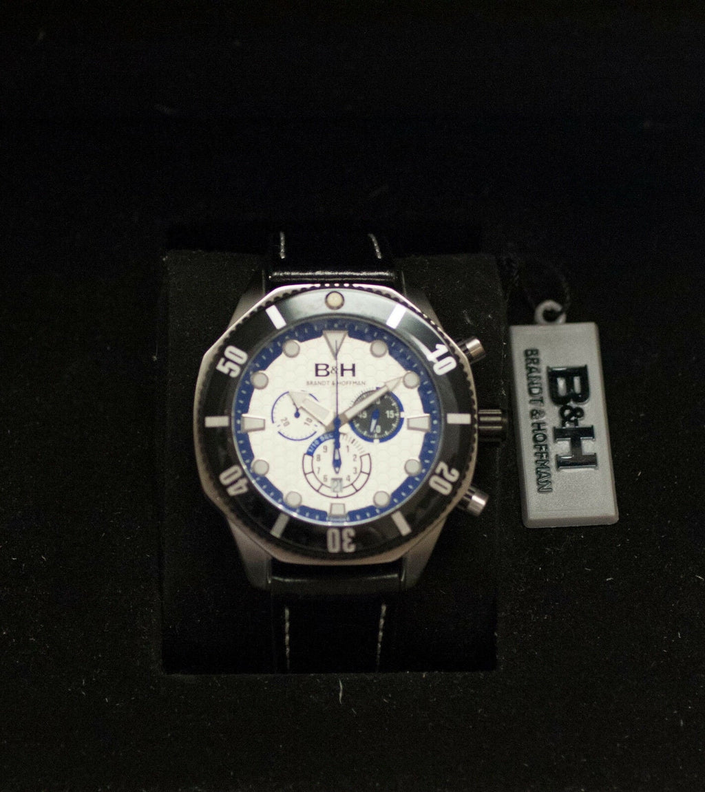 &amp; Watch Leather Quartz Chronograph Men's Dunbar Brandt 14060 B&amp;H Swiss Hoffman