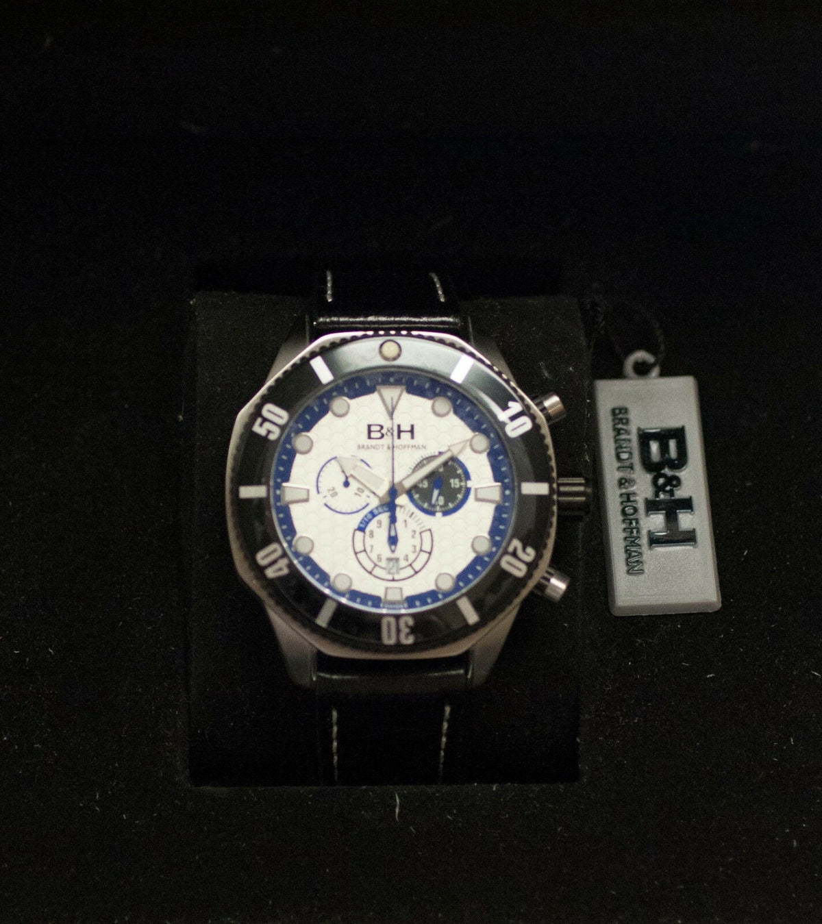 &amp; Watch Leather Quartz Chronograph Men's Dunbar Brandt 14060 B&amp;H Swiss Hoffman