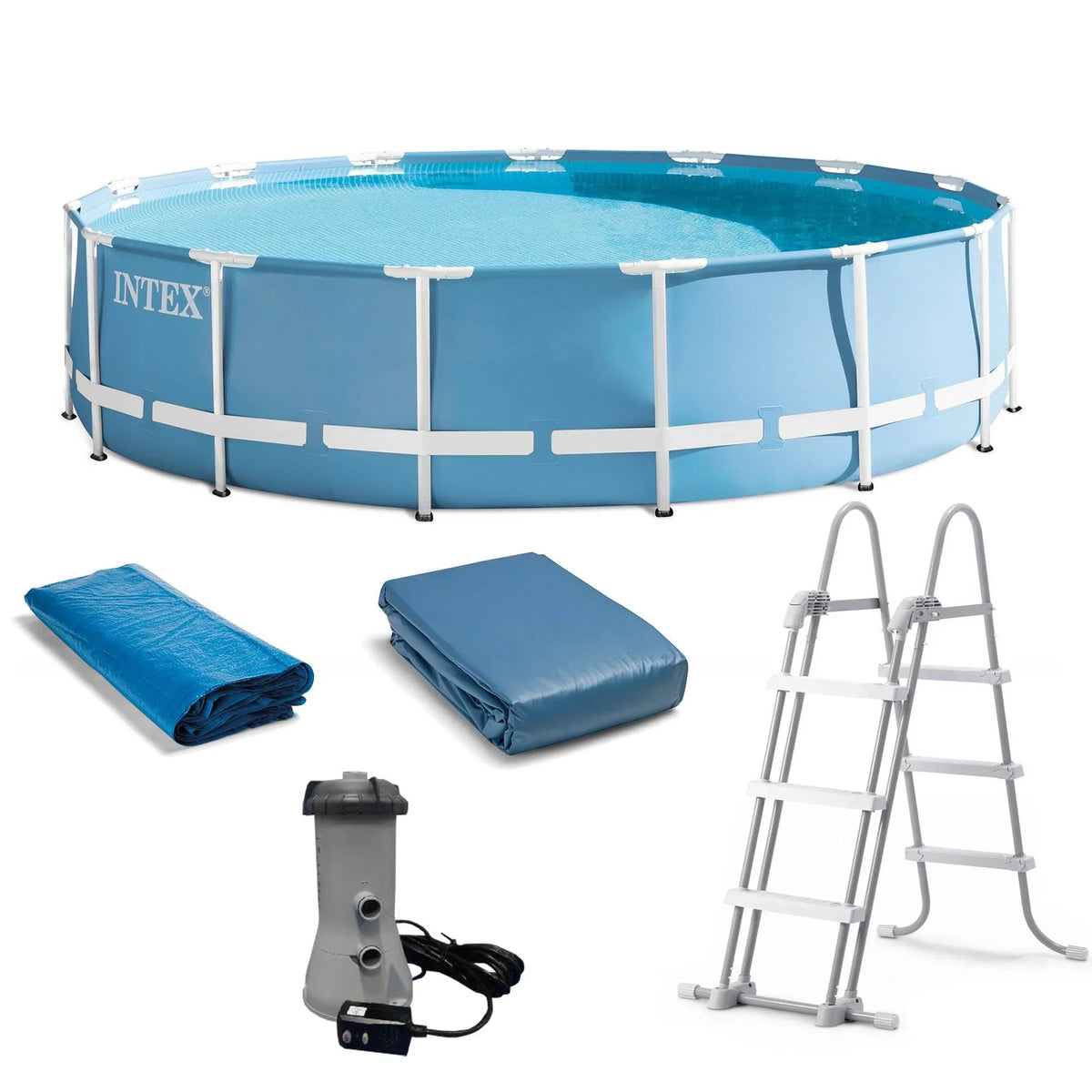 Ground Intex Pool x Frame Above Set x Prism Steel Pump Swimming 15ft 15ft 42in &