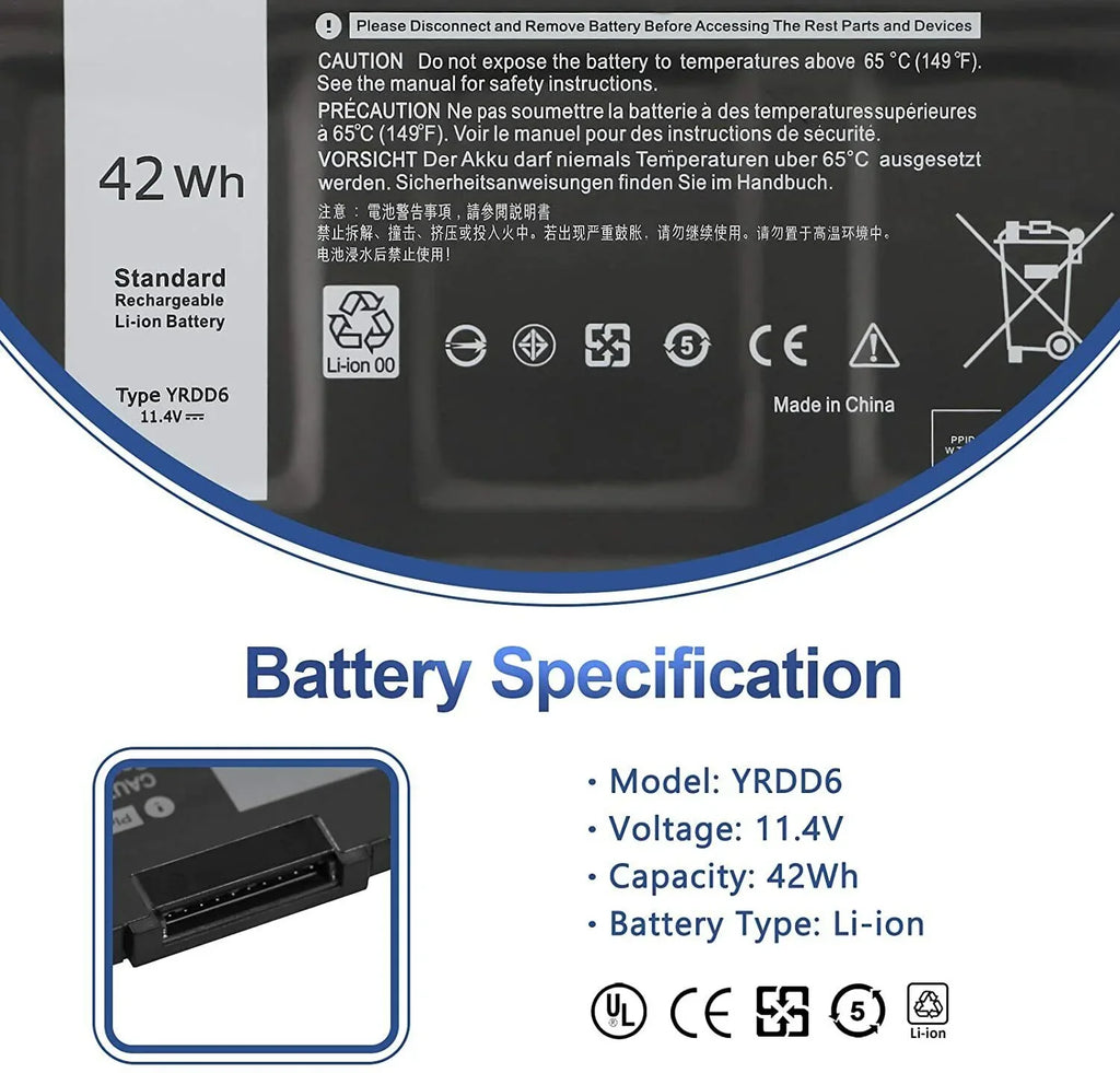YRDD6 Dell 3493 3584 3582 3583 For 3310 Latitude VM732 Inspiron 3793 Battery