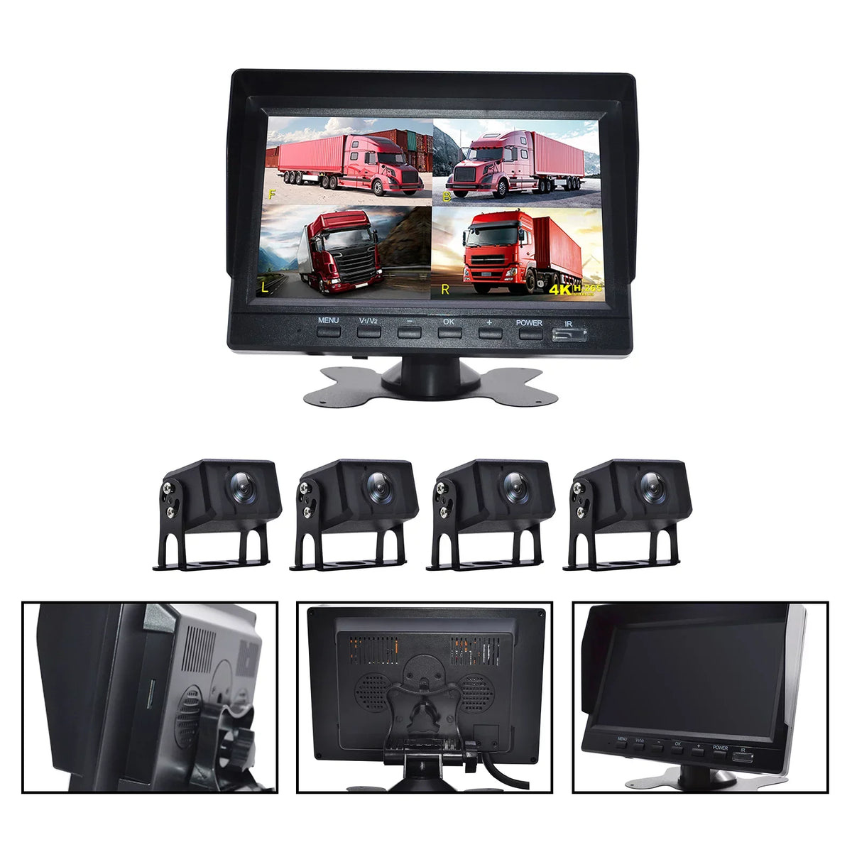 RV DVR Driving View Camera Recorder Bus+4 7" for Rear Truck Video Backup Monitor