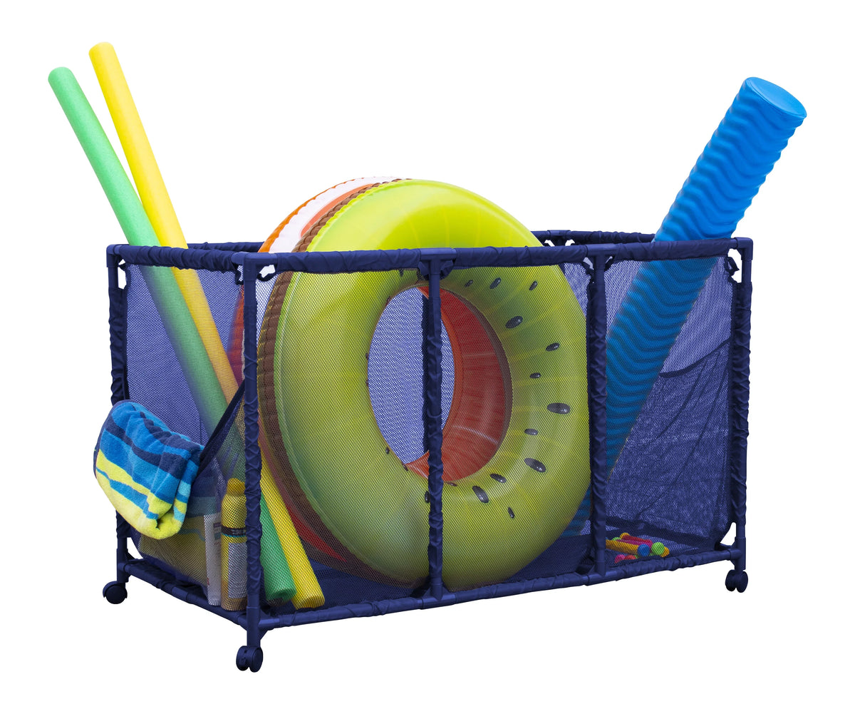 design x x Floats Storage Mesh Yours Floats, Toys, Height, Essentially Balls 25" Organizer H), Holder, Rolling Noodles Bin, Blue 28" Pool 563009 W Large, and L Kids Equipment (43"