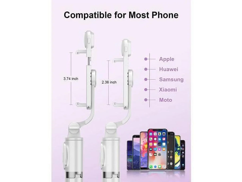 Cell LED Tripods and Q02s) (White, Phone Selfie Tripod Extendable Remote, Compatible with Ring Android Stick Model Light, with with iPhone Remote
