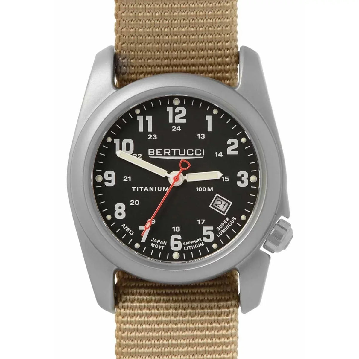 A-2T Analog Watch - - Beige - Dial Nylon Classic Mens 12724 Original Black Strap Titanium