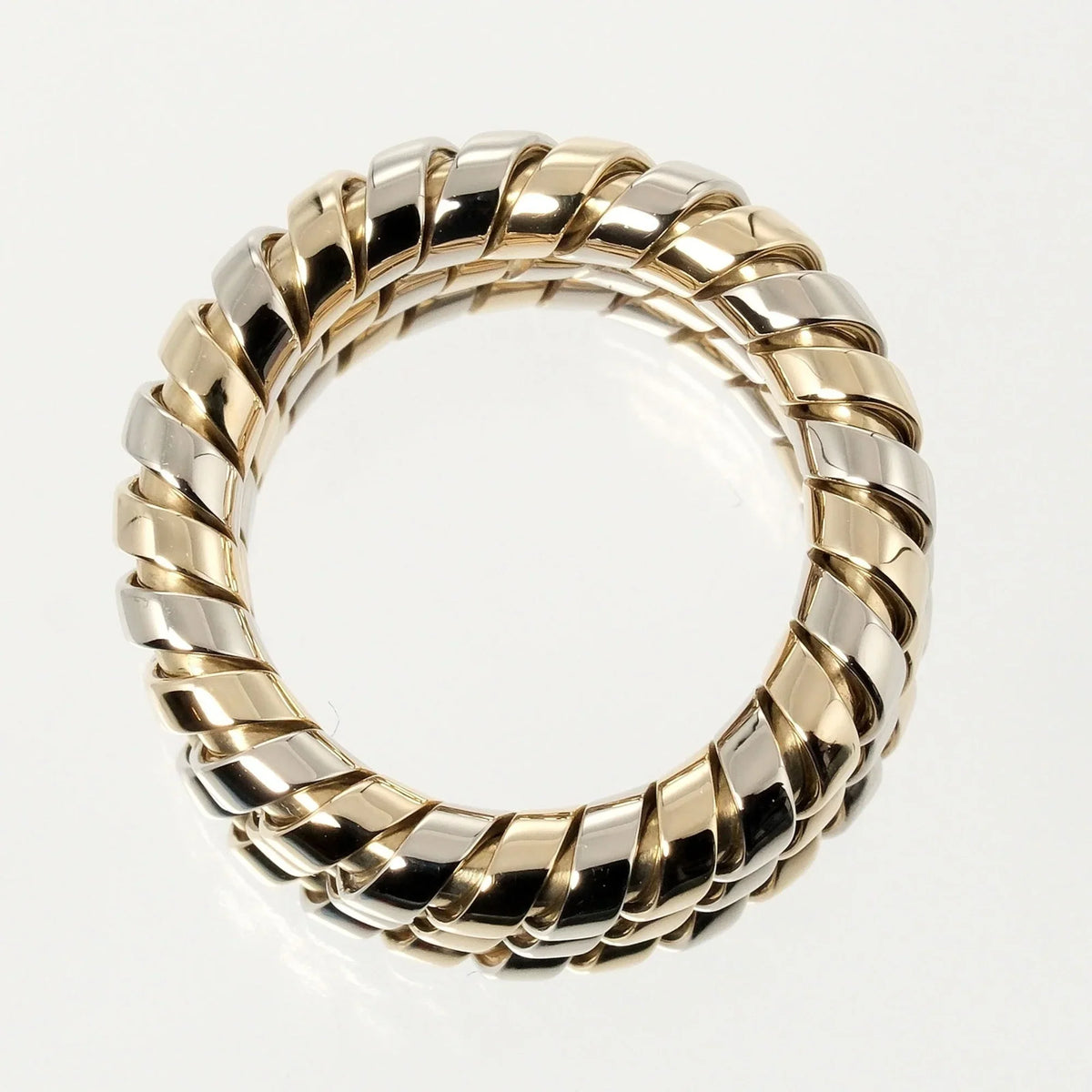 YG BVLGARI (Good) Pre-Owned WG 9 White Bulgari Ring Gold No. K18 3-row Yellow 14.53g Tubogas