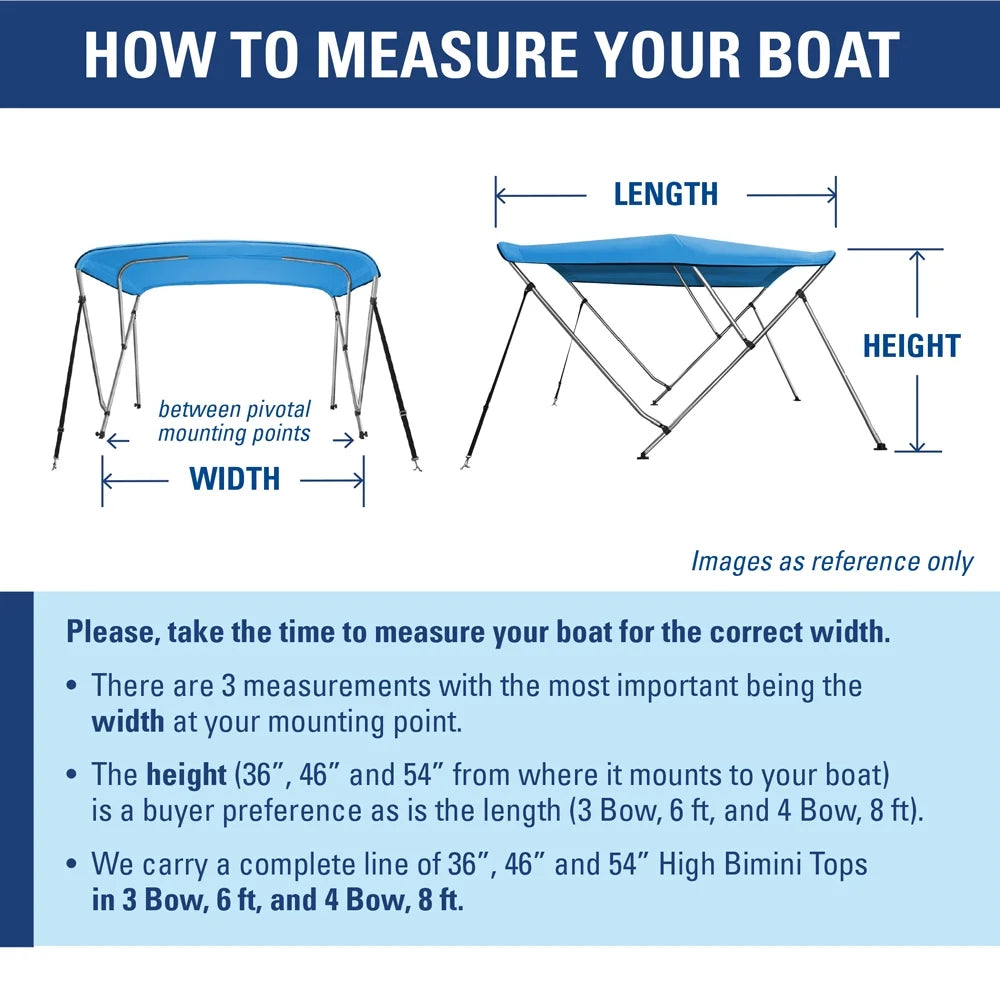 36" Cover Top Long X Bimini Boat H W Bow 3 67"-72" 6' Gray