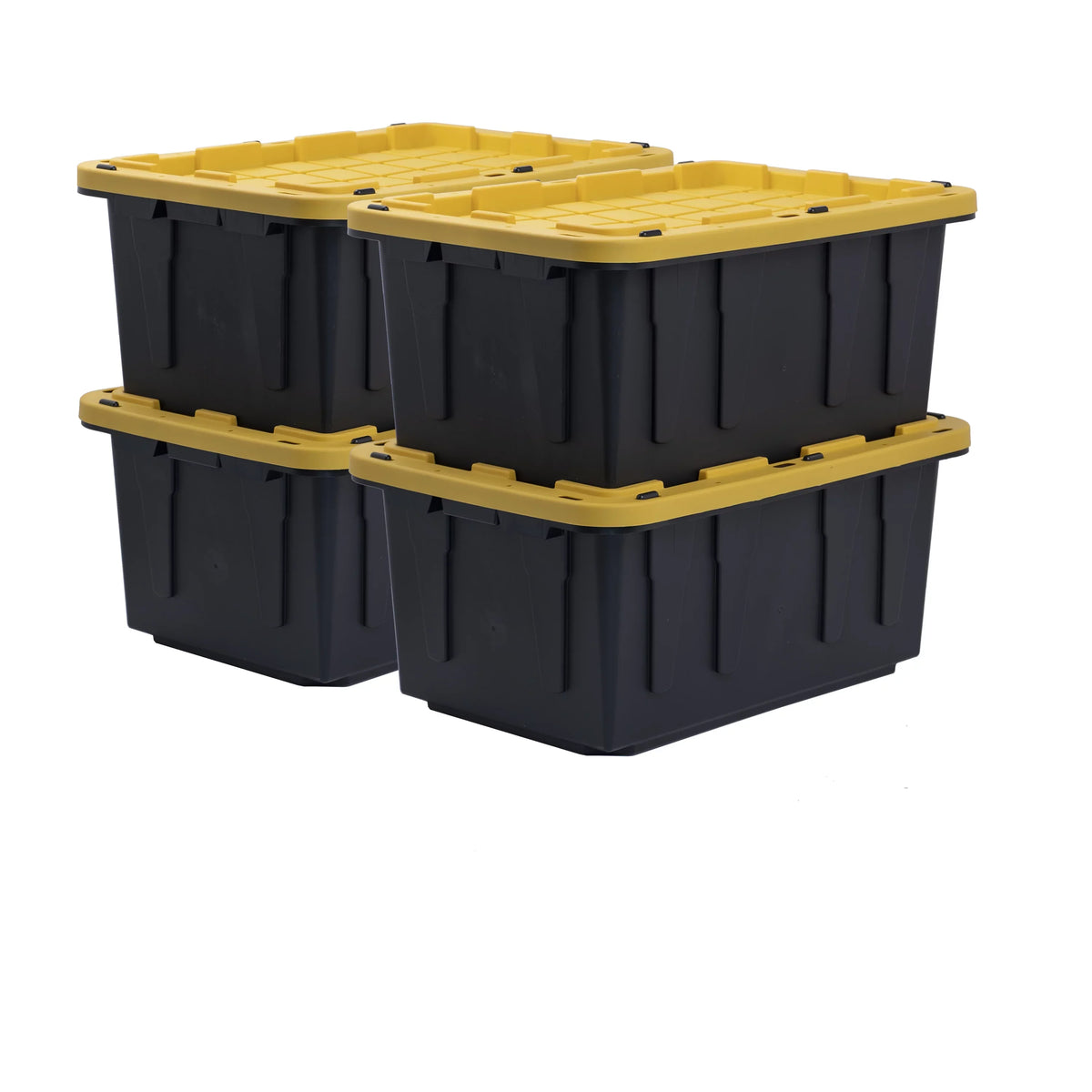 Snap Plastic Box of 17 Stackable Storage Lid Gallon Container, with Black Lid, Set Tough 4 Yellow
