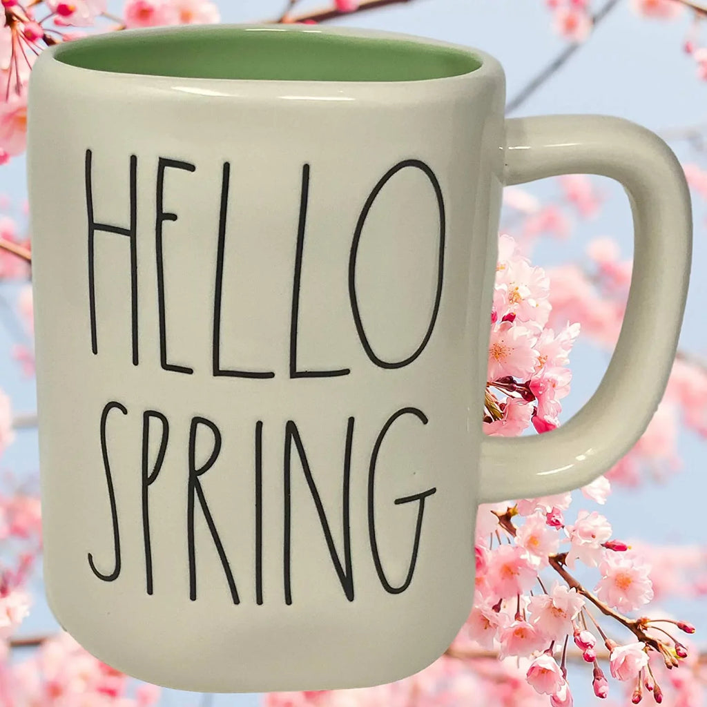 Mug Font - Green Large Color By Coffee - In Magenta Coffee Artisan Dunn"Hello Beautiful LL Spring" Spring With"Hello Dunn Ceramic/Pottery Spelled Inside Spring" Mug Rae Rae Collection, -