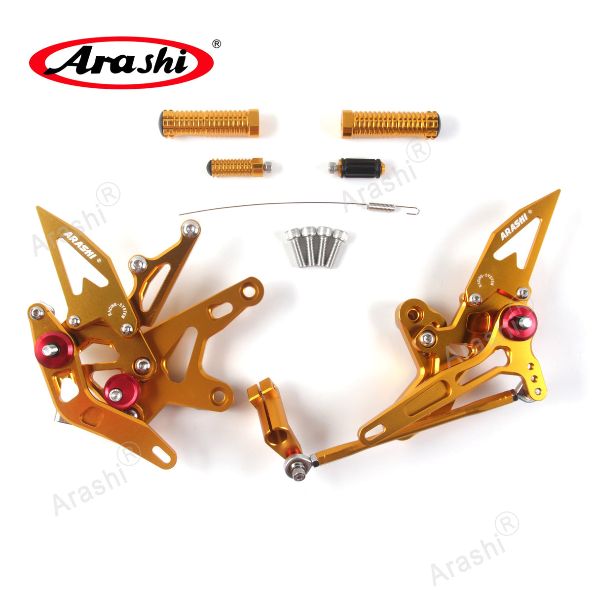 2021 2.2) Ninja Gold Accessories Edition EX400 Footrests Sets 2019 / Arashi Rearsets Motorcycle ABS/ Kawasaki Rear (Version 2023 for - KRT / 2020 Adjustable 2022 FootPegs 400 2018 Z400/