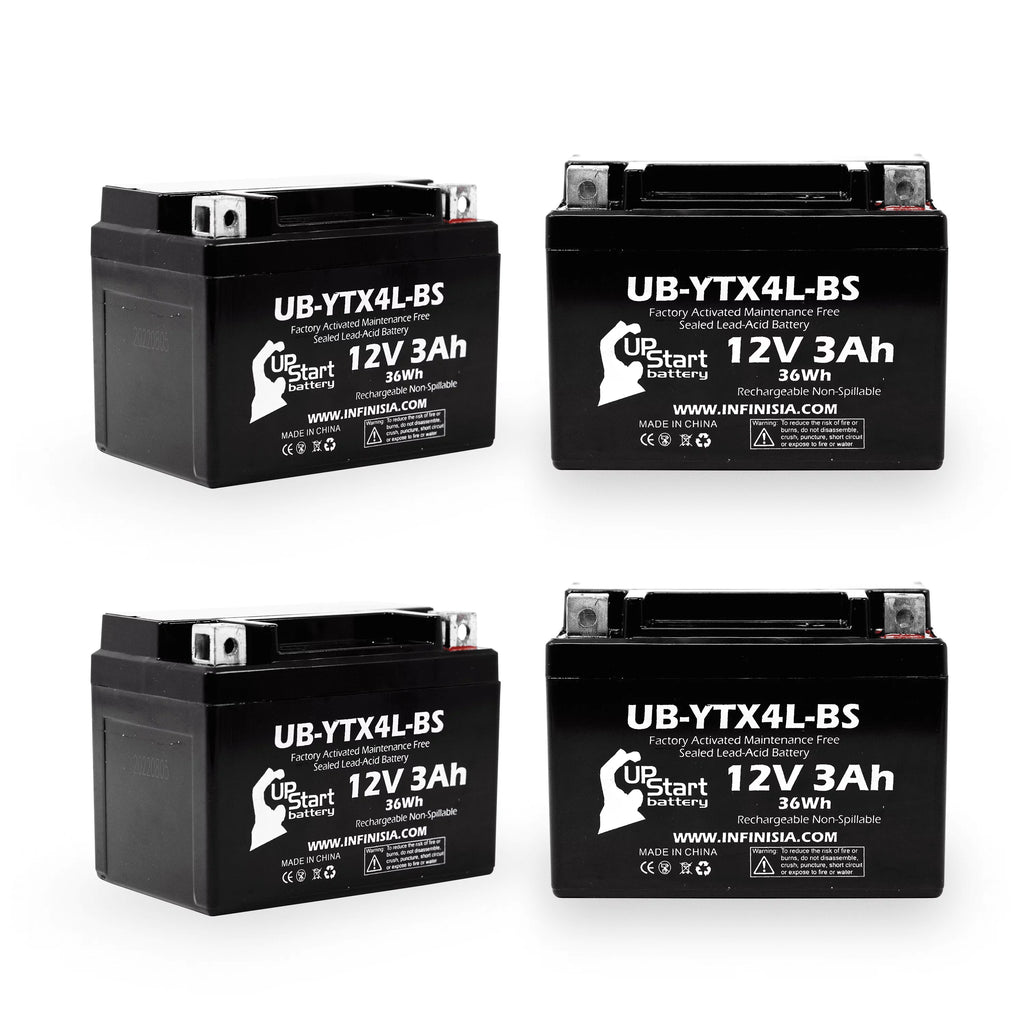 Free, 90CC ATV Maintenance 12V, 2004 Activated, Factory - 4-Pack Battery 3Ah, Quest Battery UpStart DS90F, Bombardier UB-YTX4L-BS Replacement (Can-Am) for DS90,