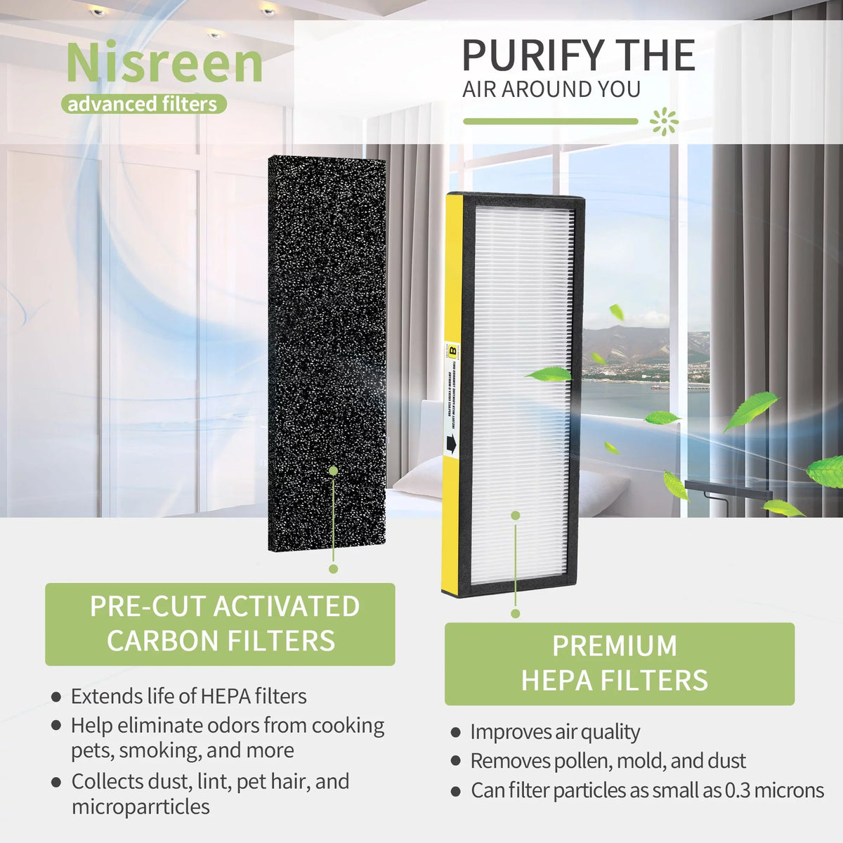 4*HEPA Models DAJDAH Purifier AC4820 Filter for + B Air Guardian | AC4825E AC4900CA Replacement Germ Filter HEPA FLT4825 Replacement 6*Pre-Filters