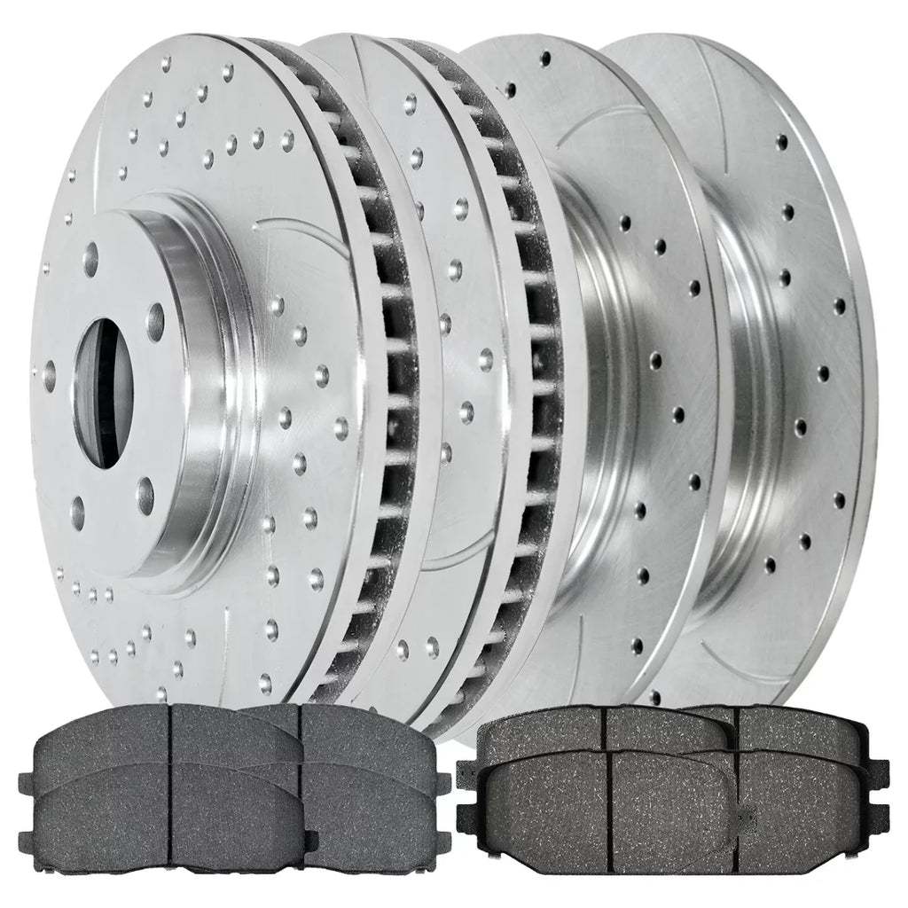 Brake AutoShack Ceramic Kit Chrysler Country Town Journey V6 for Ram Replacement & Rotors Silver 2012-2020 VW Pads Caravan Routan 2012-2016 and Rear C/V Drilled and Grand Dodge Front 2013-2015 Slotted