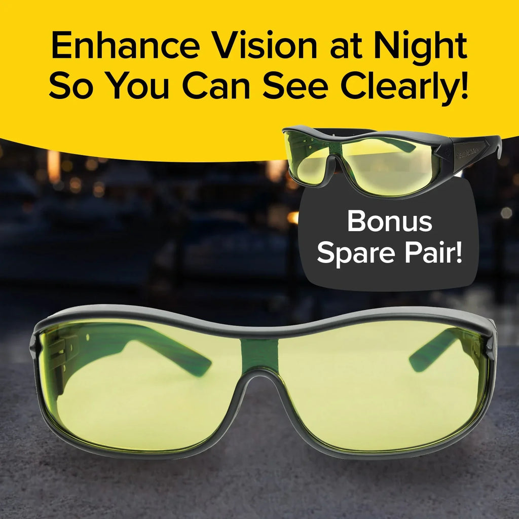Glasses, Vision BattleVision Driving Wraparounds Green Night AS-SEEN-ON-TV Night