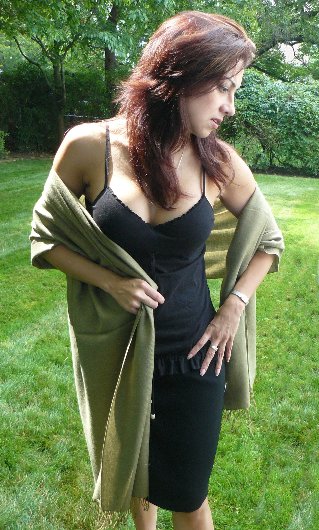 Scarf/Wool/Silk (Olive Shawl/Shawls/Scarf/Scarves/Wrap/Stole/Muffler/Cape/Ruana/Blanket/Throw/Pashmina Regular Shawl/Cashmere Shawl) Green