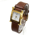 □G (Good) White Quartz Watch Pre-Owned Hermes Ladies H HH1.201 Dial: Brown HERMES x Gold