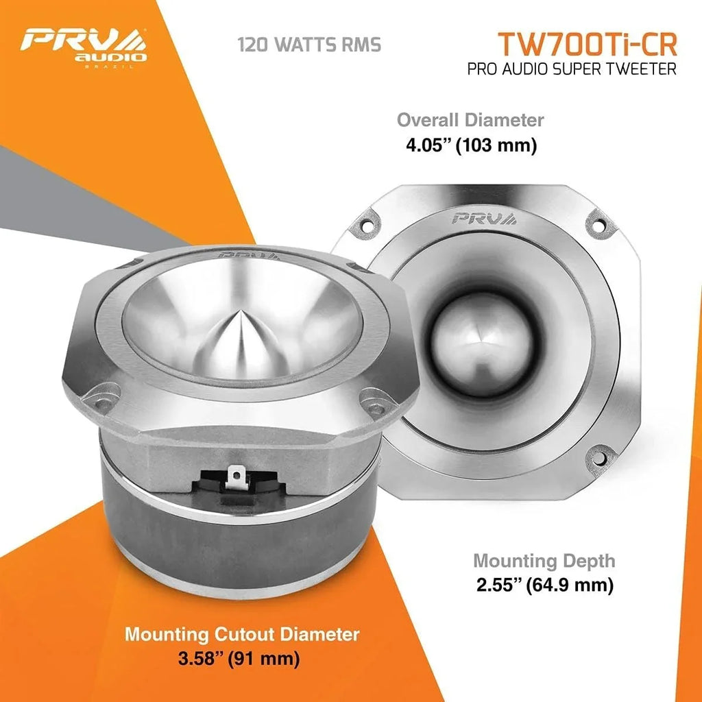 Watts Single RMS Tweeter 8 Ohm PRV 120 Pro 4" Audio Super TW700Ti-CR