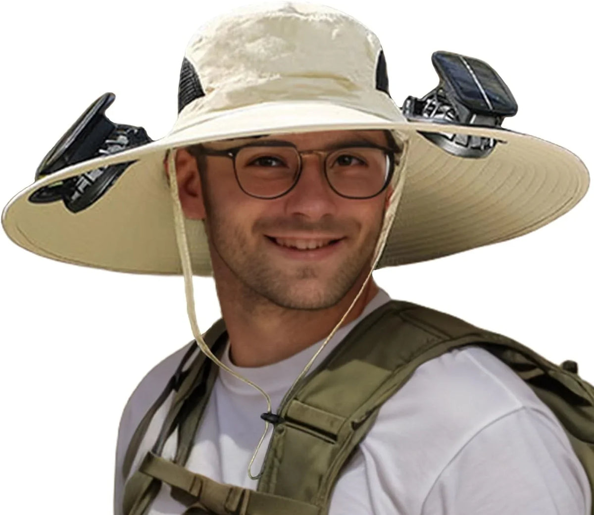 with Fan UV Protection Sun Fishing Solar USB Sun Men Wide UPF 2 Brim Hat Hat, Charging Hats 50+