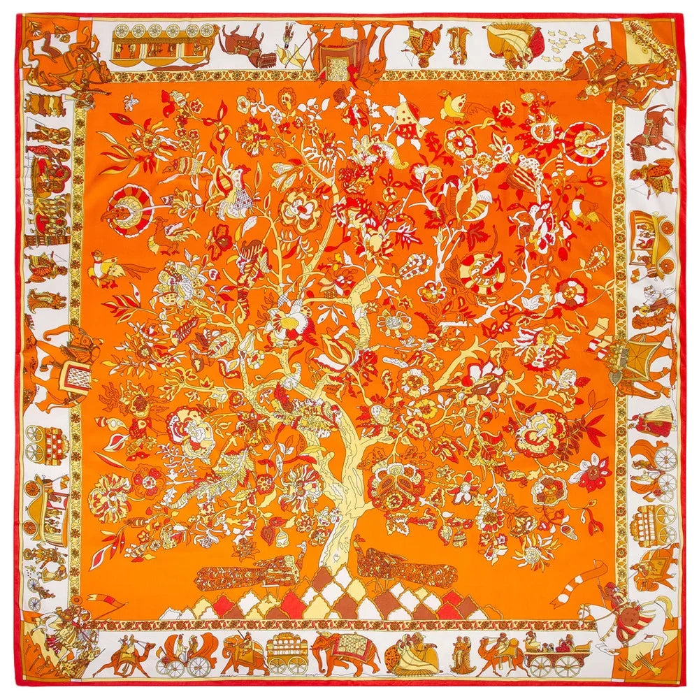 Silk Womens Square Shawl Polyester Scarfs For Orange Cotton Feeling