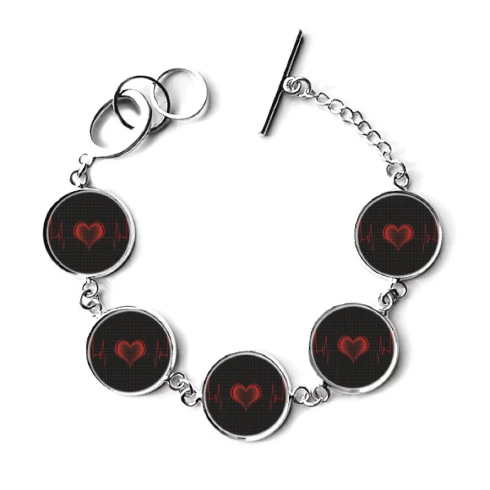 Heart Bracelet Jewelry Charm Design Bangle Electrocardiogram Chain