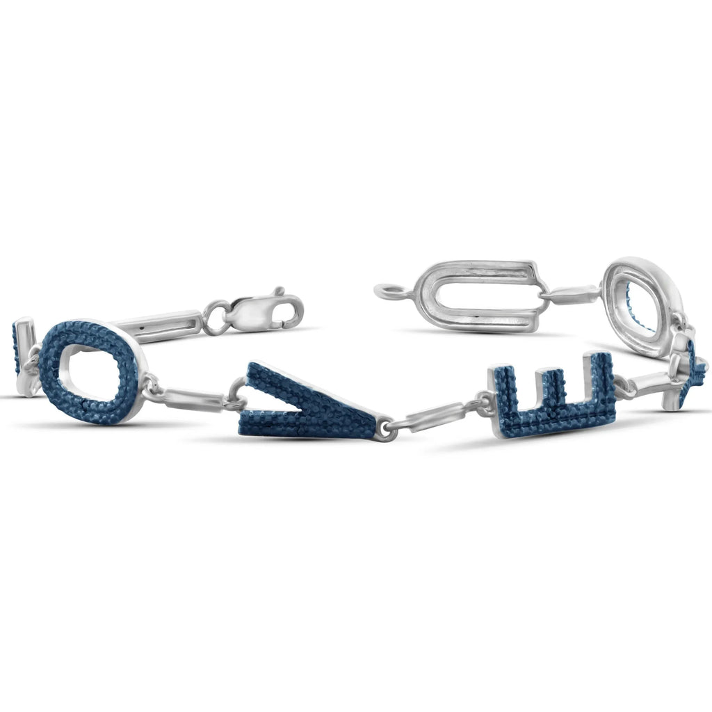'- White Accent Letters 'Love' Round-cut Blue Sterling Diamond Silver of Bracelet