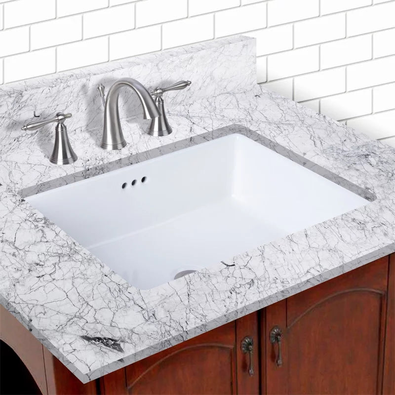 17 x Miseno in. Sink Rear Rectangular Overflow, with Undermount White 13 Bathroom
