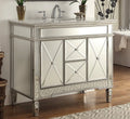 Giselle 40" Sink Bathroom Silver Mirrored Vanity Benton Collection Vintage DH-13Q332