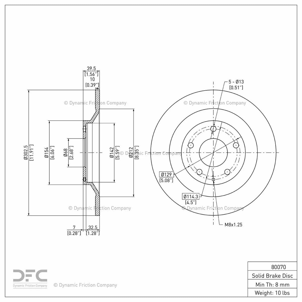2013-2018 Rear Friction CX-5 Disc 600-80070 (1) For Rotor Company Brake Mazda Dynamic