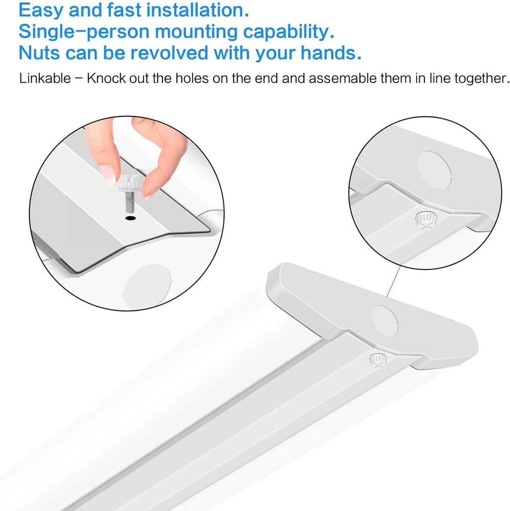 8 Lights, Office 12500LM, 110W Equiv.], Compact Strip for Garage Commercial Shop 8FT Warehouse, LED Slim 5000K, QCAI LED Foot [6-lamp Pack T8 Flush Wraparound Ultra 4 Light Grade Mount Fluorescent