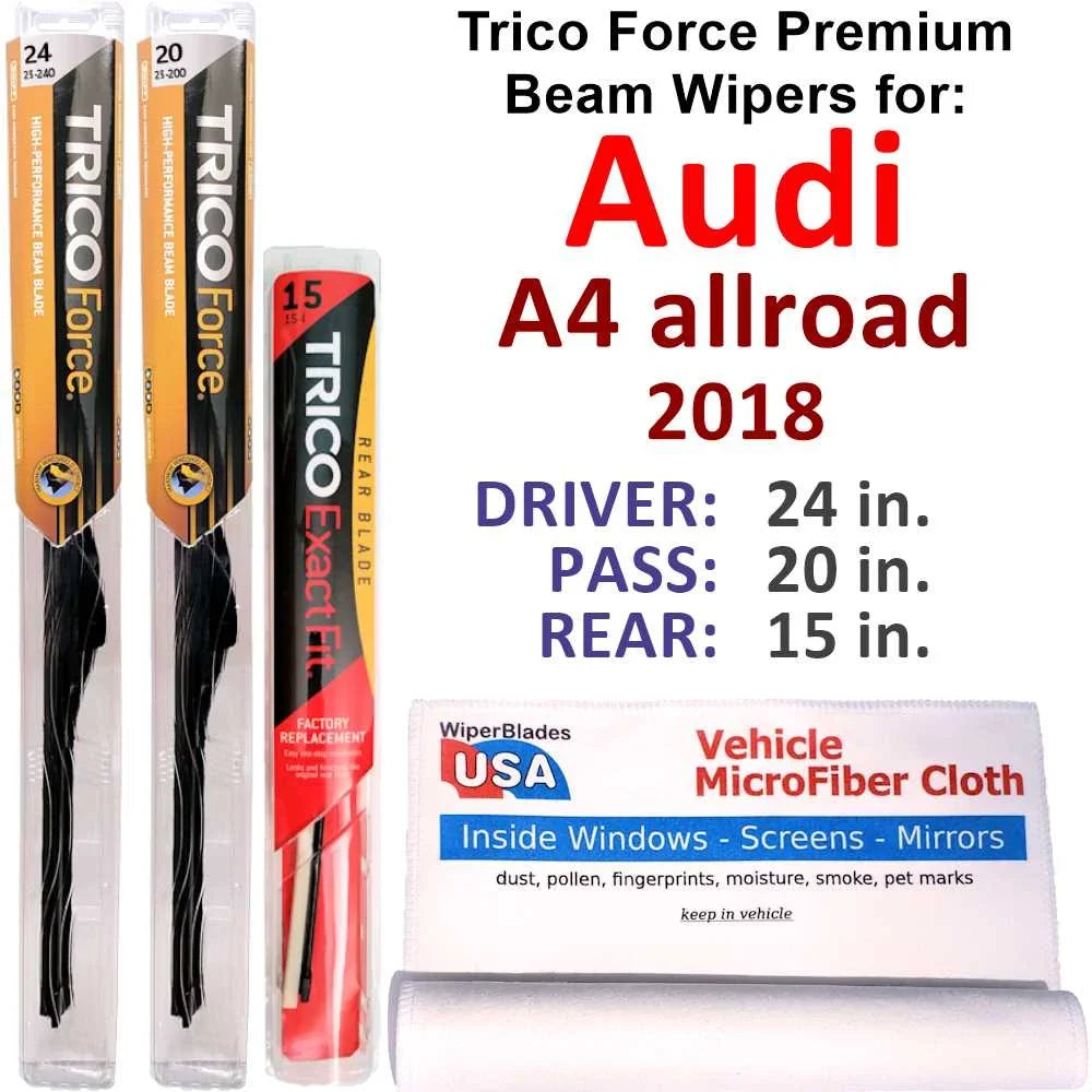 A4 of Beam 2018 Audi (Set allroad Performance Wiper 3) w/Rear Wipers
