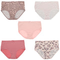 (5Pr) Classic Brief High Plus Dots) Rise Intimates Delta (X-Large, Pink Burke Sexy Floral Panties dimension Women's