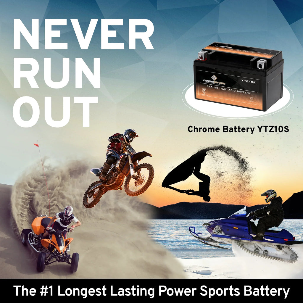 Battery Ytz10s-bs Gsx-r1000, Years Battery Cc Chrome (2005 12 (ytz10s Cca) Volts,8.6 Suzuki 2017) Ah, - 190 for A Motorcycle 1000
