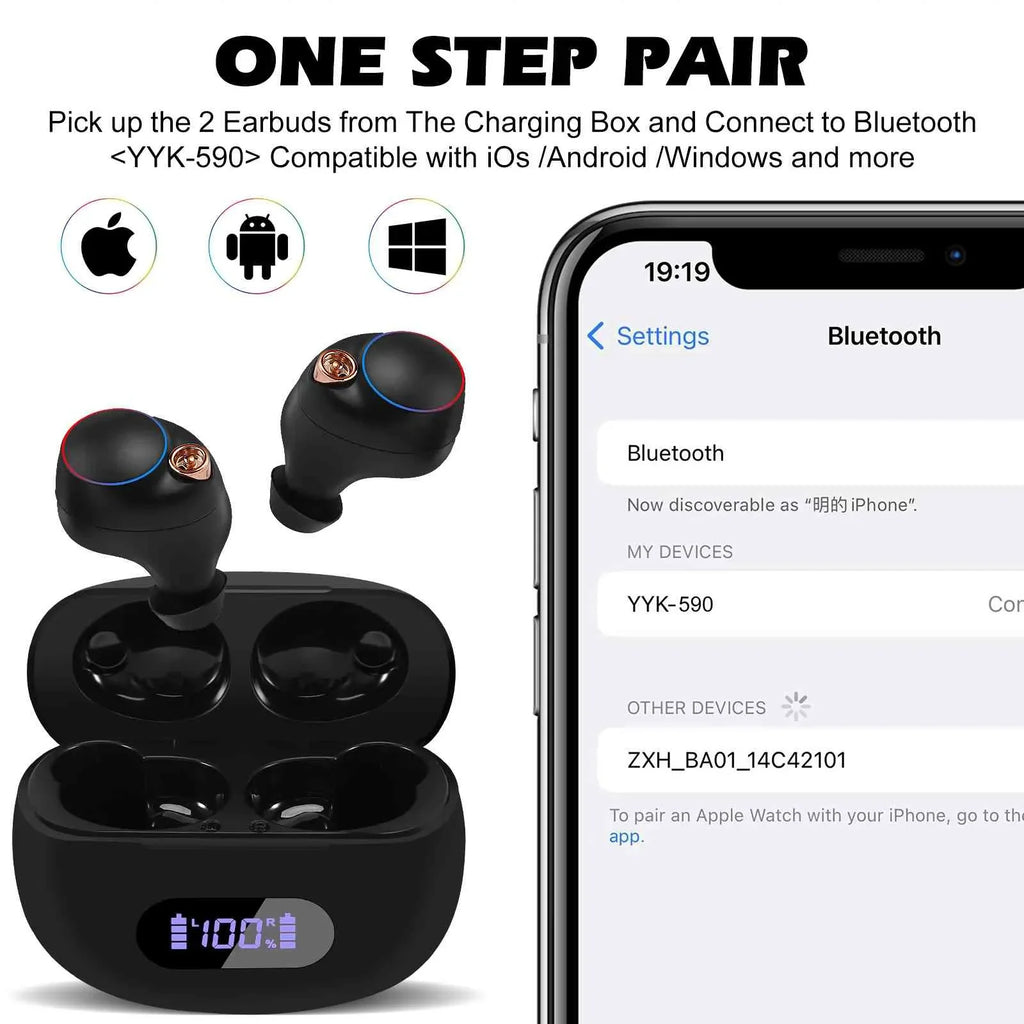 Bluetooth Black, 5.2 Lenovo with Note Compatible Bass Charging Wireless Earbuds Connect, UrbanX Connection, Case, liquid Dual Balanced, Boost Bluetooth Resistance, K10 + IPX5 True