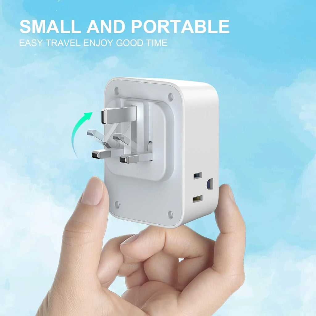 with Plug England Adapter USA Qatar with for C) USB Kenya US to UK to 4 UK Outlets Essentials Ireland G 4 Adapter, Type Bag Travel London Power Ports(2 Plug Travel Dubai Adapter, Foldable USB Plug