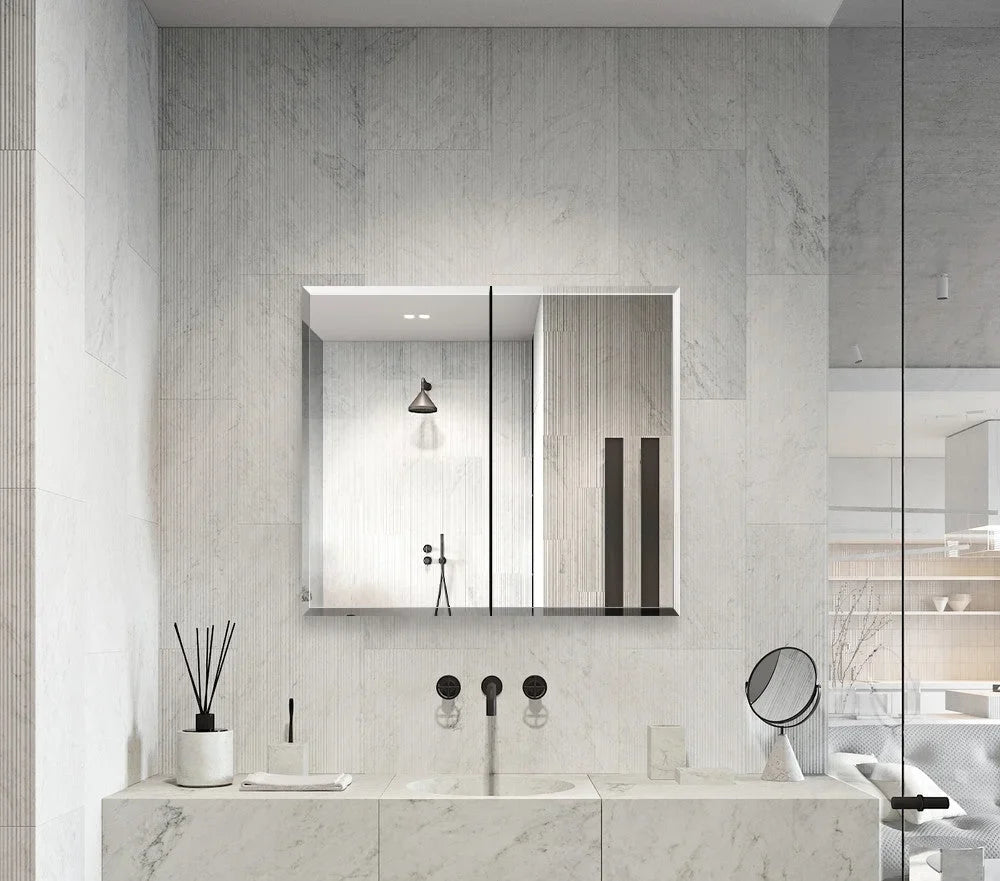 Cabinet Mirror Double Elegant Medicine Door Reflections