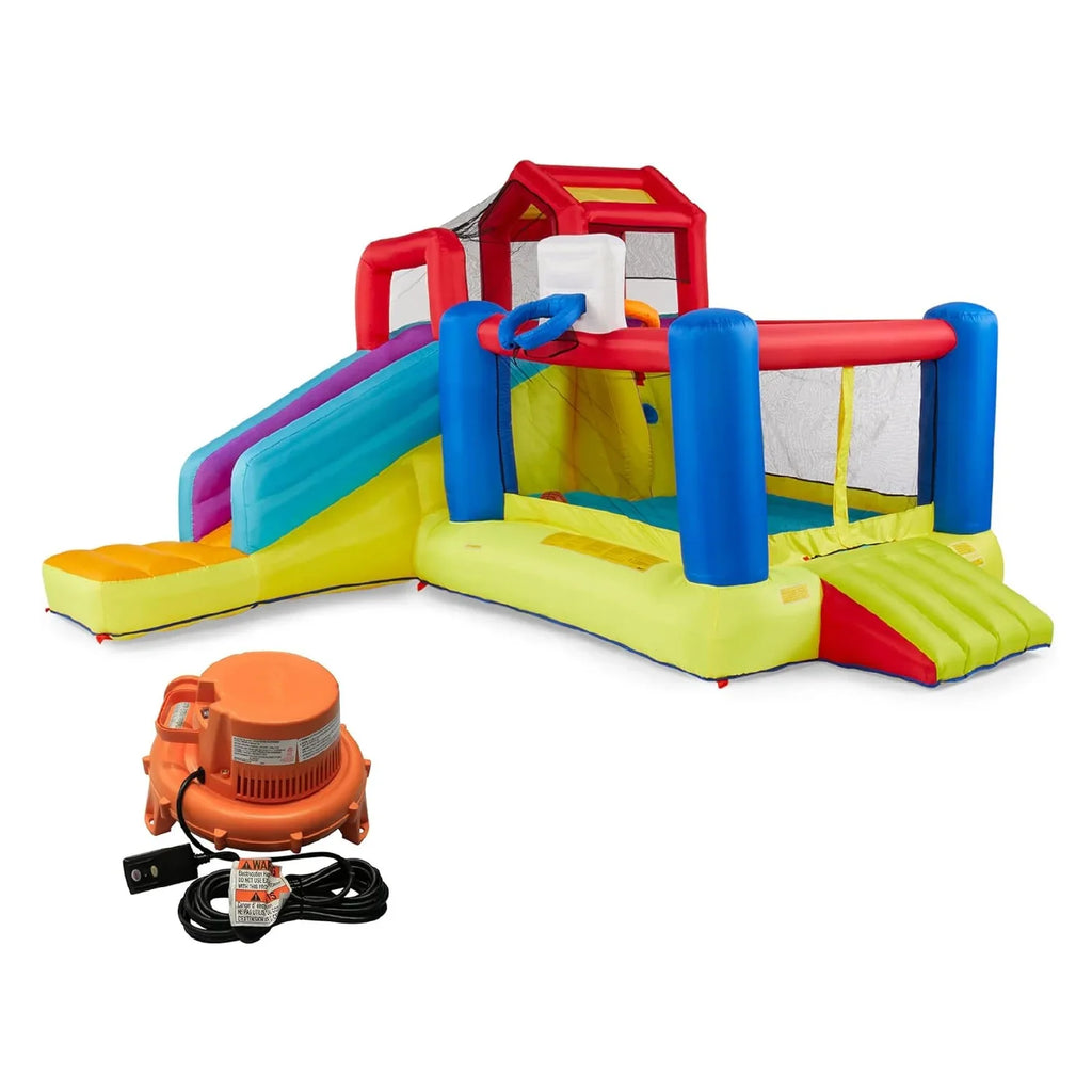 exterior House 2 & Activities Slide, Climbing Sports Bounce with Banzai Wall