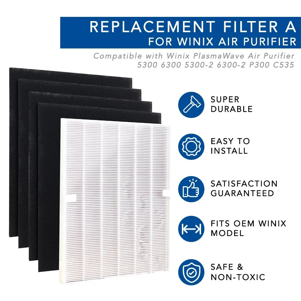 for and Winix Filter Replacement 5300-2, Filter for HEPA A 5500 5300 Set) (2 6300-2,P300, C535, 115115