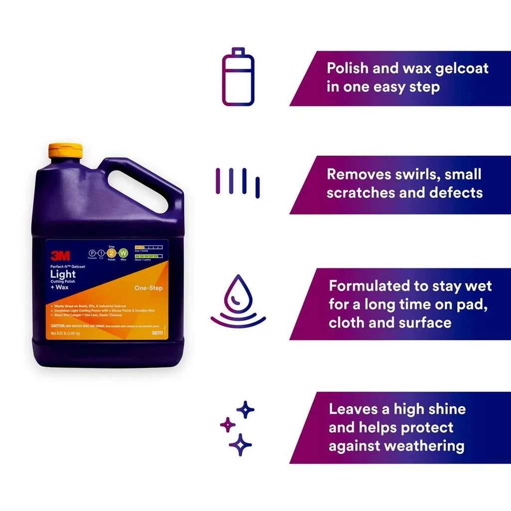 Gelcoat Light Cut Polish-Wax Gallon 3M 36111;