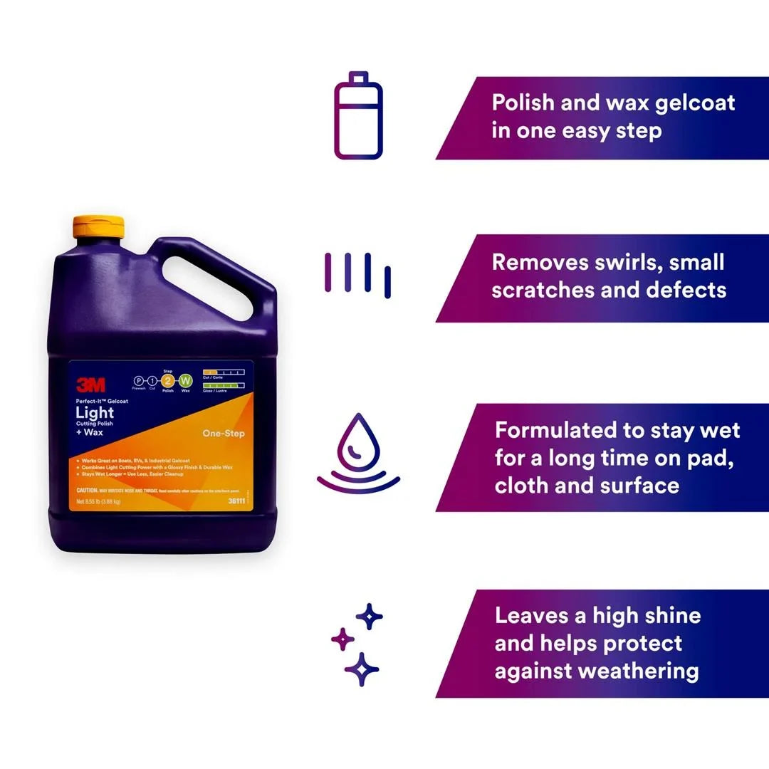 Gelcoat Light Cut Polish-Wax Gallon 3M 36111;