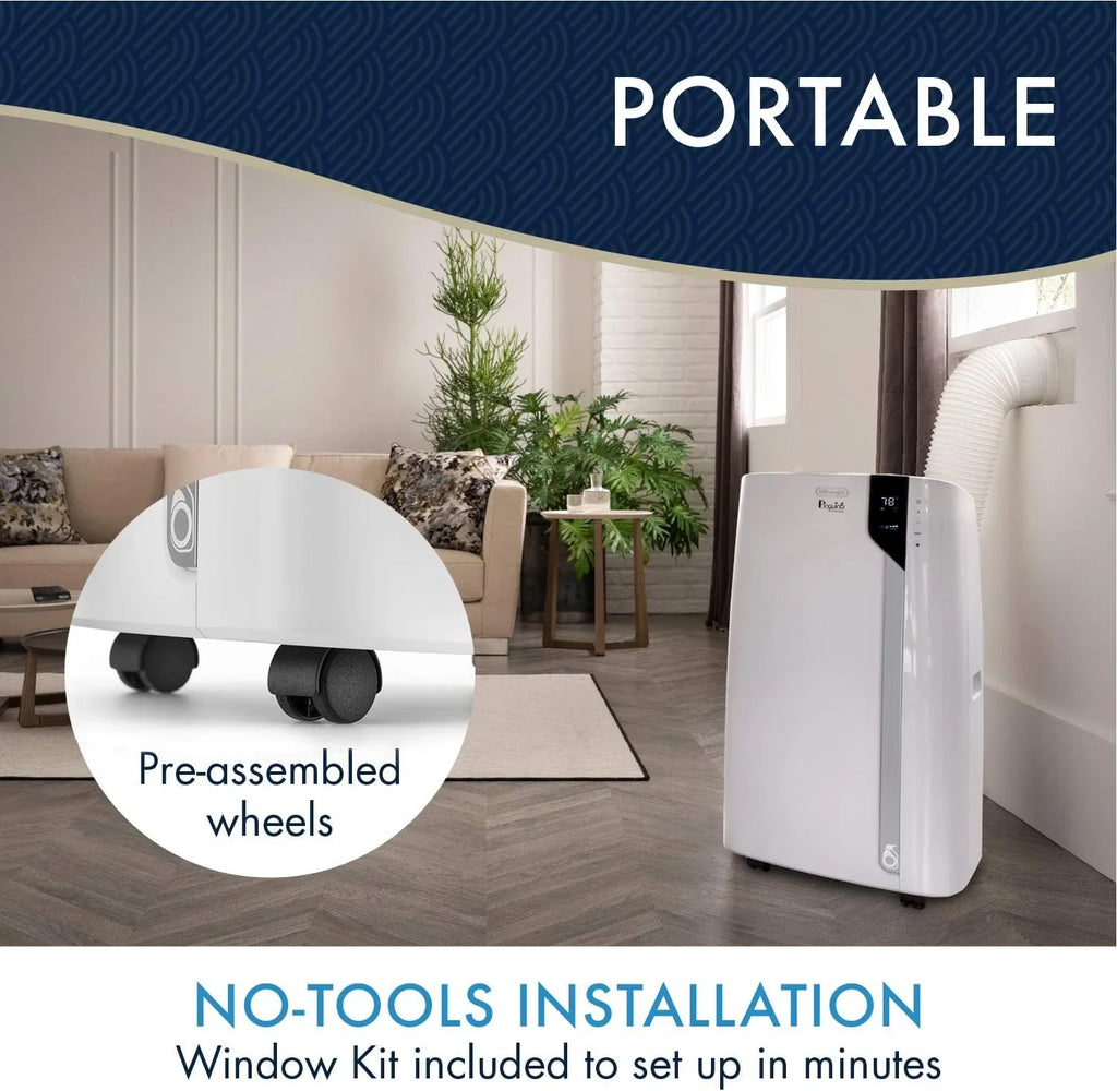 Ft 12,000 remote, Bluetooth WH Conditioner Air DeLonghi BTU, Sq White Pinguino Portable Conditioner, PACEX360LVYN 500 White