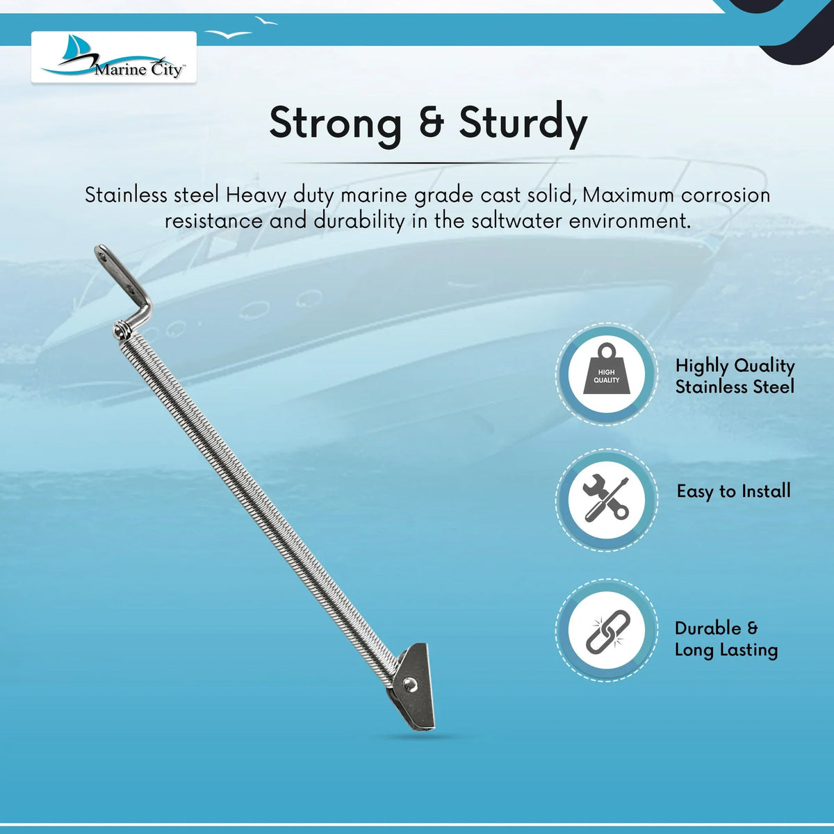 Hatch inches 10-1/4 10-1/4 U-Bolt Length: and with Adjuster inches or City Spring 8-1/4 Marine Stainless-Steel L-Shape Plate inches