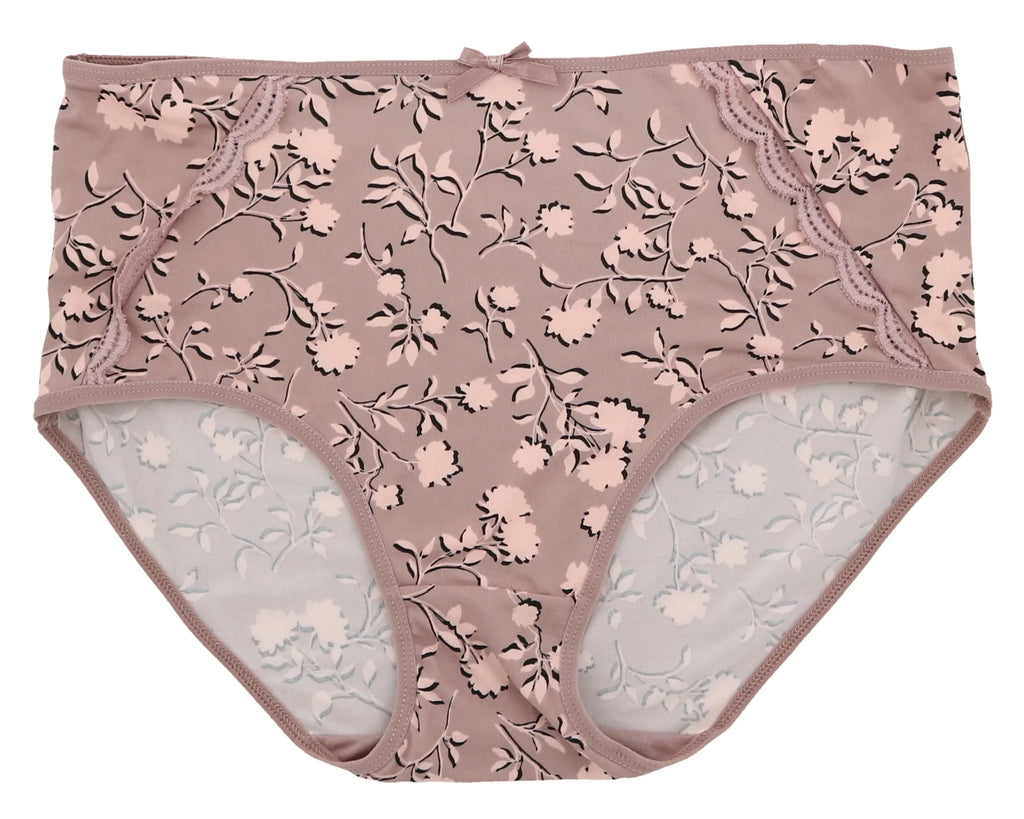 (5Pr) Classic Brief High Plus Dots) Rise Intimates Delta (X-Large, Pink Burke Sexy Floral Panties dimension Women's