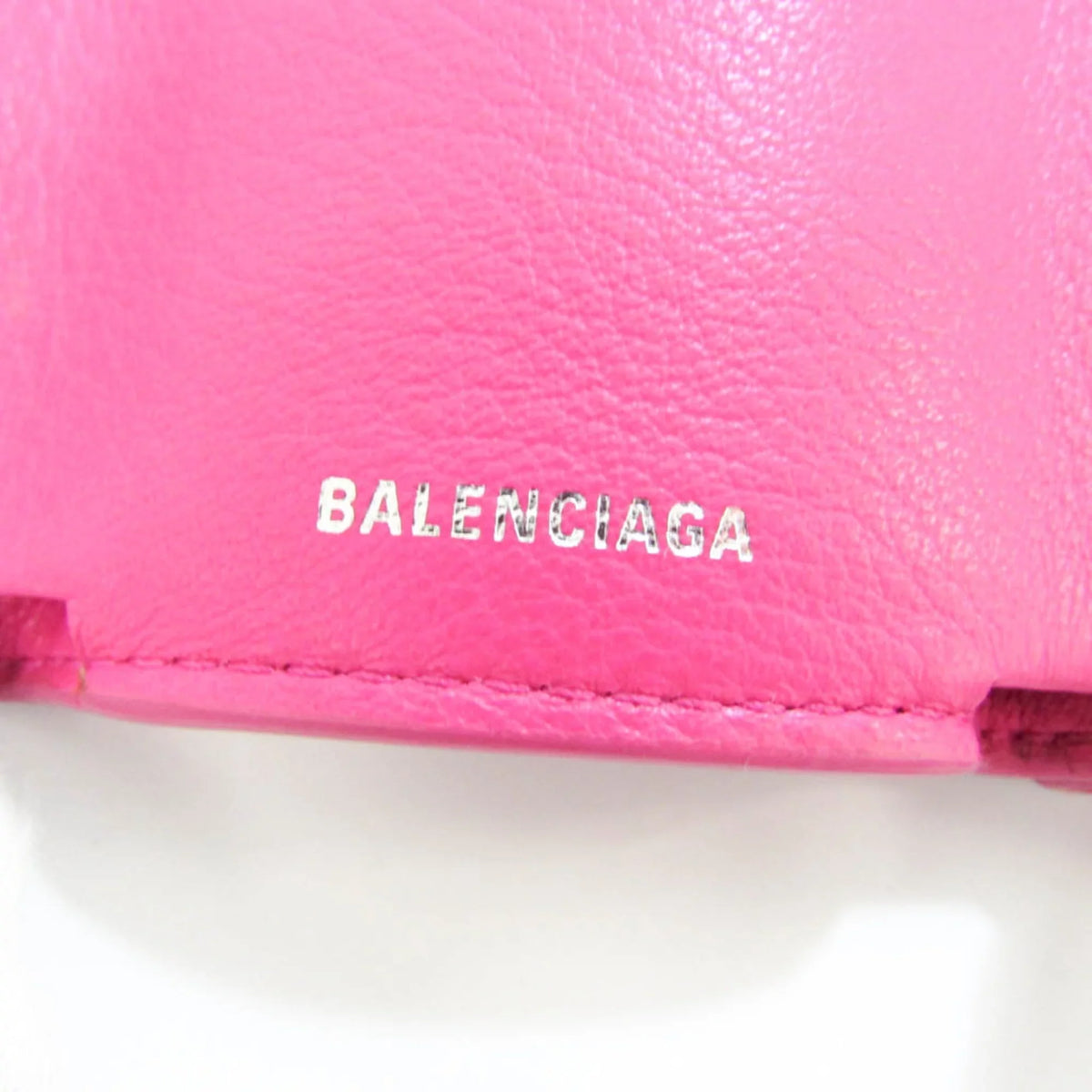 Leather Mini (tri-fold) (Good) Pink Pre-Owned Wallet Women's Papier 391446 Wallet Balenciaga