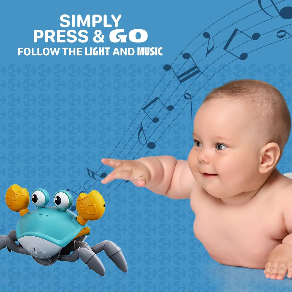Music Toddlers Walking Infant Baby Toy Toys Learning And Gift Interactive Kids Tummy Development Crawling Gifts Caelan For & Colorful Birthday Crawl, Crab: Time For