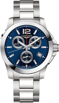 Longines Chronograph Mens Steel Stainless Watch, Conquest