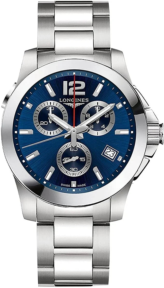 Longines Chronograph Mens Steel Stainless Watch, Conquest