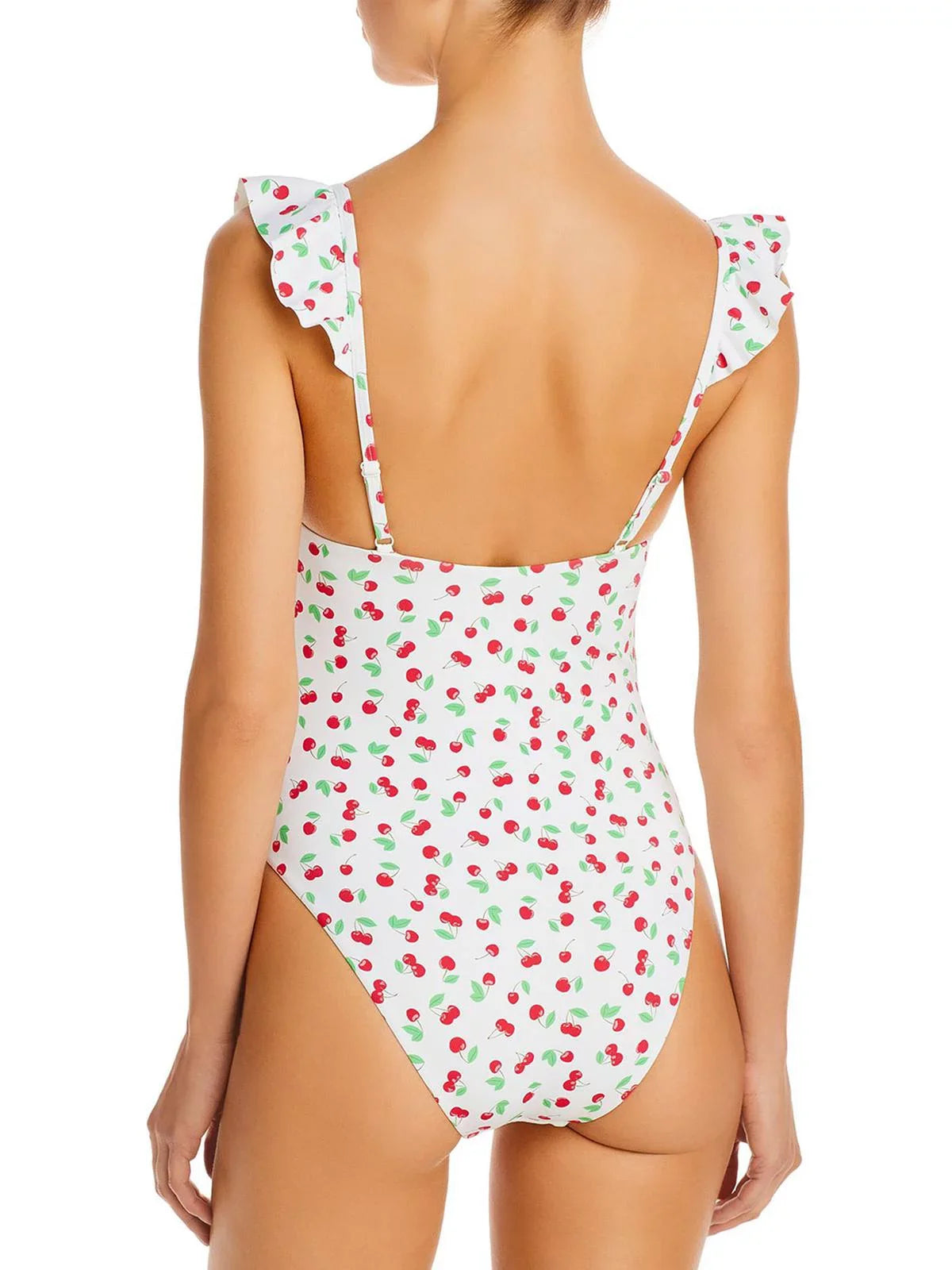 Swimsuit Neck Swim Aqua Ruffled Maillot Womens Square One-Piece