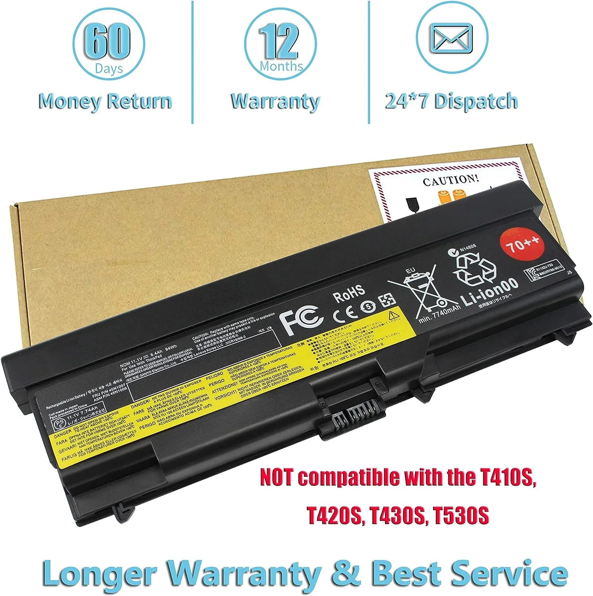 94Wh T430 T520 70++ W510 for W530 T530 0A36303 L430 Lenovo Bovekeey T420 T510 T410 L530 L412 ThinkPad y W520 L420
