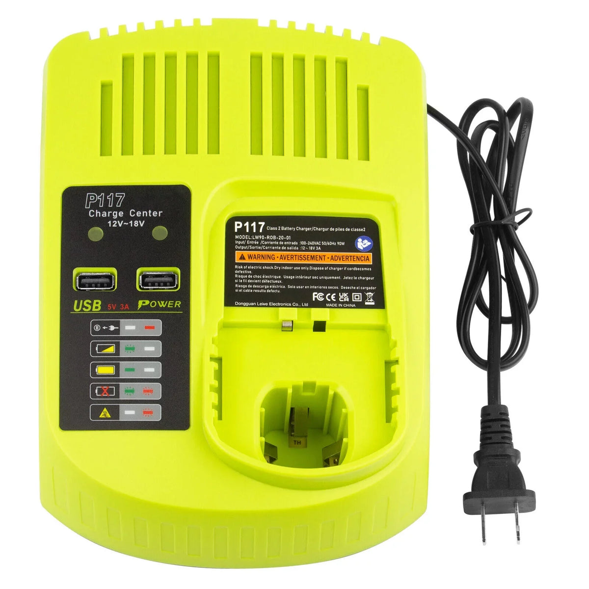 Charger 18Volt Capacity Battery High P106 Lithium-Ion RYOBI 18V For US P117 P108